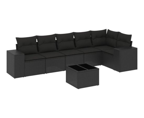 vidaXL vidaXL 7-cz. zestaw wypoczynkowy do ogrodu, z poduszkami, czarny Dārza mēbeļu komplekti