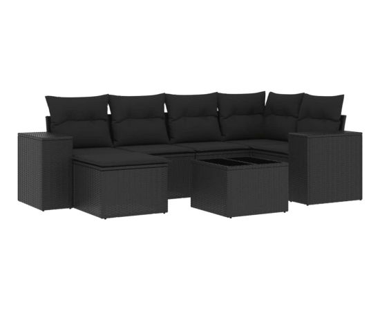 vidaXL vidaXL 7-cz. zestaw wypoczynkowy do ogrodu, z poduszkami, czarny Dārza mēbeļu komplekti