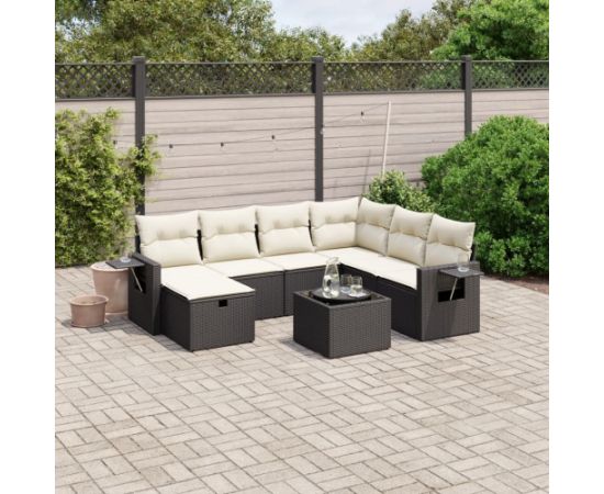 vidaXL vidaXL 8-cz. zestaw wypoczynkowy do ogrodu, z poduszkami, czarny Dārza mēbeļu komplekti