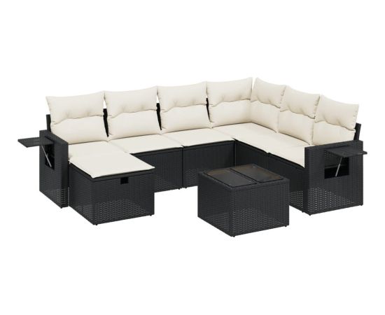 vidaXL vidaXL 8-cz. zestaw wypoczynkowy do ogrodu, z poduszkami, czarny Dārza mēbeļu komplekti