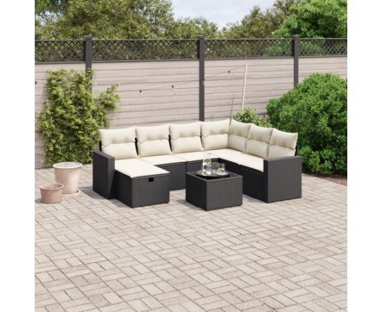 vidaXL vidaXL 8-cz. zestaw wypoczynkowy do ogrodu, z poduszkami, czarny Dārza mēbeļu komplekti