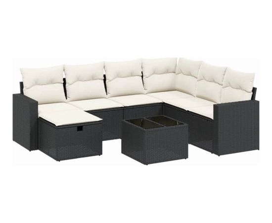 vidaXL vidaXL 8-cz. zestaw wypoczynkowy do ogrodu, z poduszkami, czarny Dārza mēbeļu komplekti