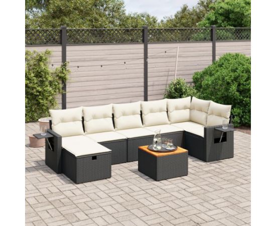 vidaXL vidaXL 8-cz. zestaw wypoczynkowy do ogrodu, z poduszkami, czarny Dārza mēbeļu komplekti