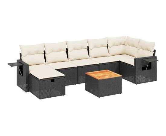 vidaXL vidaXL 8-cz. zestaw wypoczynkowy do ogrodu, z poduszkami, czarny Dārza mēbeļu komplekti