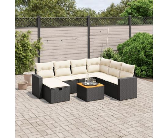 vidaXL vidaXL 8-cz. zestaw wypoczynkowy do ogrodu, z poduszkami, czarny Dārza mēbeļu komplekti