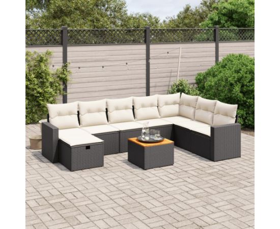 vidaXL vidaXL 9-cz. zestaw wypoczynkowy do ogrodu, z poduszkami, czarny Dārza mēbeļu komplekti