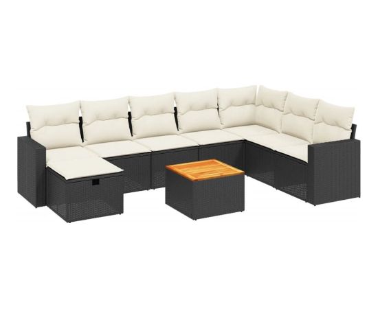 vidaXL vidaXL 9-cz. zestaw wypoczynkowy do ogrodu, z poduszkami, czarny Dārza mēbeļu komplekti