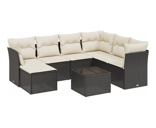 vidaXL vidaXL 8-cz. zestaw wypoczynkowy do ogrodu, z poduszkami, czarny Dārza mēbeļu komplekti