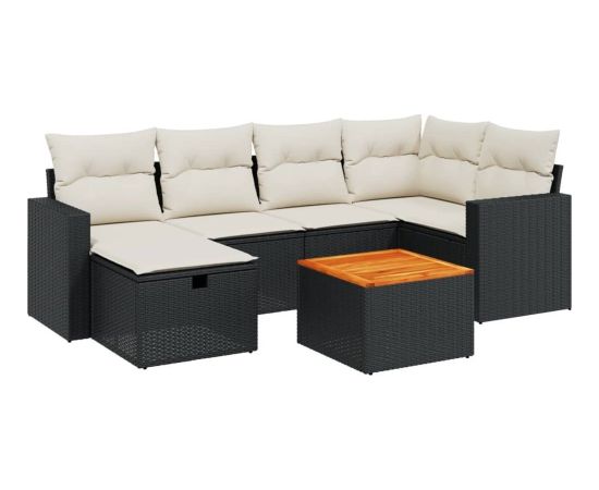 vidaXL vidaXL 7-cz. zestaw wypoczynkowy do ogrodu, z poduszkami, czarny Dārza mēbeļu komplekti