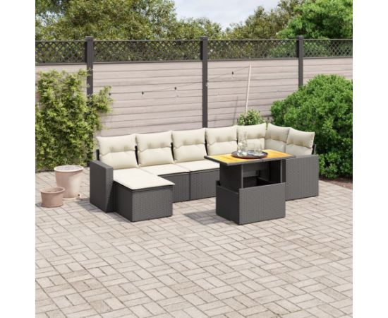 vidaXL vidaXL 8-cz. zestaw wypoczynkowy do ogrodu, z poduszkami, czarny Dārza mēbeļu komplekti