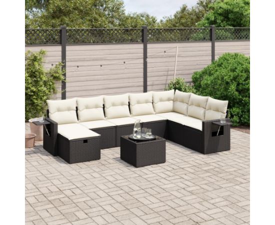 vidaXL vidaXL 9-cz. zestaw wypoczynkowy do ogrodu, z poduszkami, czarny Dārza mēbeļu komplekti