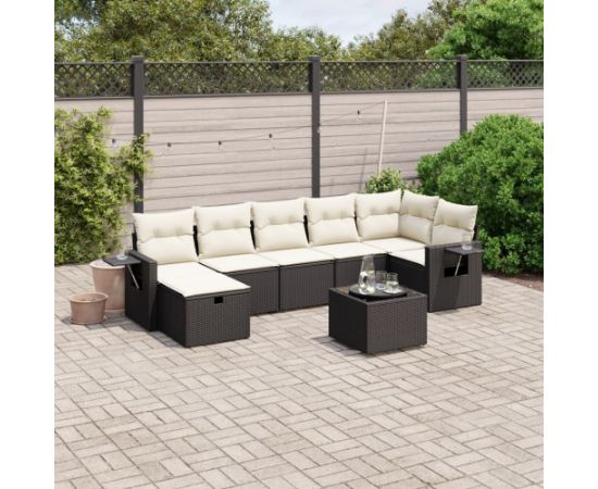 vidaXL vidaXL 8-cz. zestaw wypoczynkowy do ogrodu, z poduszkami, czarny Dārza mēbeļu komplekti