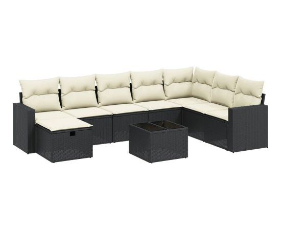 vidaXL vidaXL 9-cz. zestaw wypoczynkowy do ogrodu, z poduszkami, czarny Dārza mēbeļu komplekti