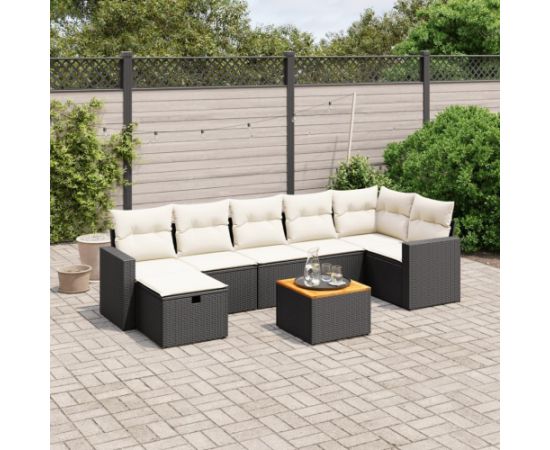 vidaXL vidaXL 8-cz. zestaw wypoczynkowy do ogrodu, z poduszkami, czarny Dārza mēbeļu komplekti