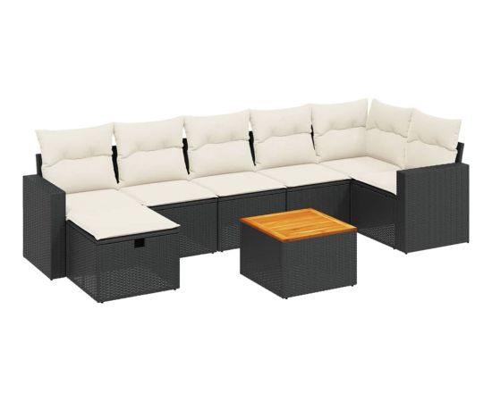 vidaXL vidaXL 8-cz. zestaw wypoczynkowy do ogrodu, z poduszkami, czarny Dārza mēbeļu komplekti