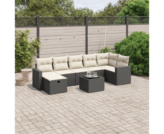 vidaXL vidaXL 8-cz. zestaw wypoczynkowy do ogrodu, z poduszkami, czarny Dārza mēbeļu komplekti