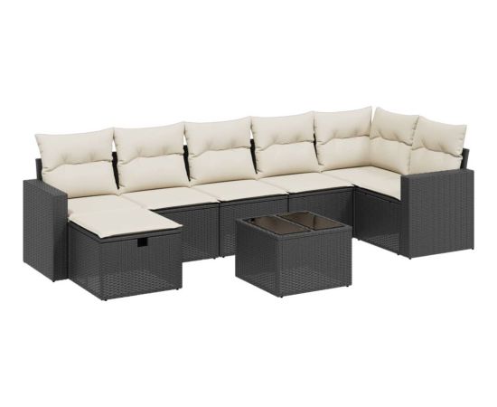 vidaXL vidaXL 8-cz. zestaw wypoczynkowy do ogrodu, z poduszkami, czarny Dārza mēbeļu komplekti