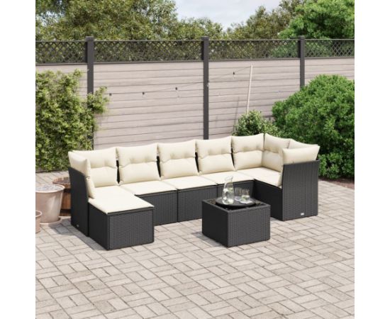 vidaXL vidaXL 8-cz. zestaw wypoczynkowy do ogrodu, z poduszkami, czarny Dārza mēbeļu komplekti