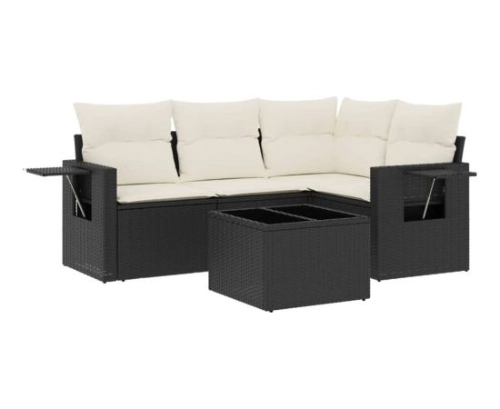 vidaXL vidaXL 5-cz. zestaw wypoczynkowy do ogrodu, poduszki, czarny rattan PE Dārza mēbeļu komplekti