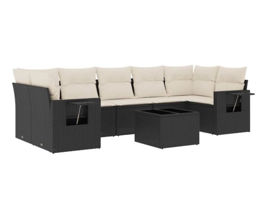 vidaXL vidaXL 8-cz. zestaw wypoczynkowy do ogrodu, z poduszkami, czarny Dārza mēbeļu komplekti