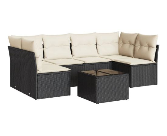 vidaXL vidaXL 7-cz. zestaw wypoczynkowy do ogrodu, z poduszkami, czarny Dārza mēbeļu komplekti