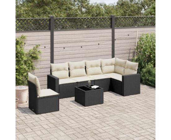 vidaXL vidaXL 7-cz. zestaw wypoczynkowy do ogrodu, z poduszkami, czarny Dārza mēbeļu komplekti