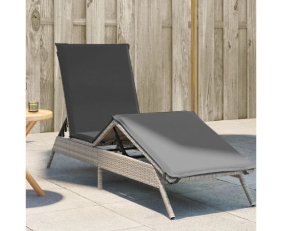 vidaXL vidaXL Leżak z poduszką, jasnoszary, polirattan Шезлонги и пляжные стулья