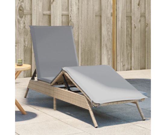 vidaXL vidaXL Leżak z poduszką, beżowy, polirattan Шезлонги и пляжные стулья