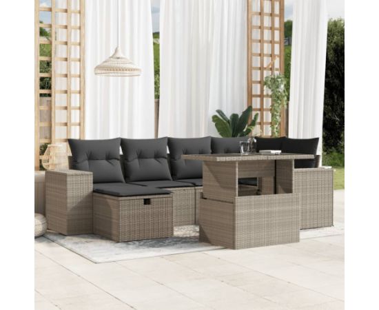 vidaXL vidaXL 7-cz. zestaw wypoczynkowy do ogrodu, z poduszkami, jasnoszary Dārza mēbeļu komplekti