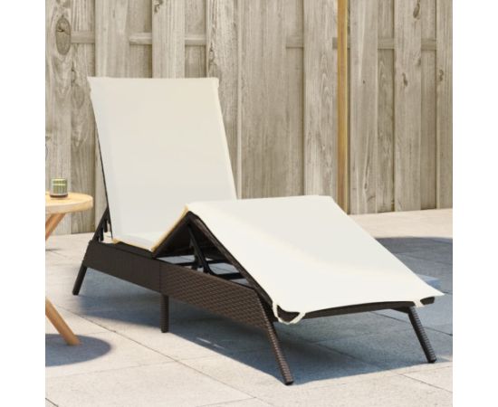 vidaXL vidaXL Leżak z poduszką, brązowy, polirattan Шезлонги и пляжные стулья