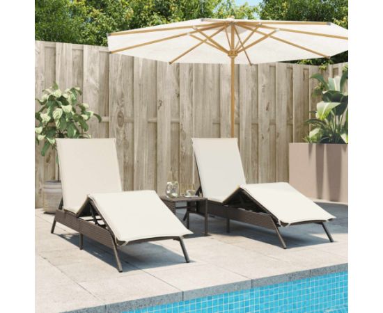 vidaXL vidaXL Leżaki z poduszkami, 2 szt., brązowe, polirattan Шезлонги и пляжные стулья