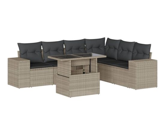 vidaXL vidaXL 7-cz. zestaw wypoczynkowy do ogrodu, z poduszkami, jasnoszary Dārza mēbeļu komplekti