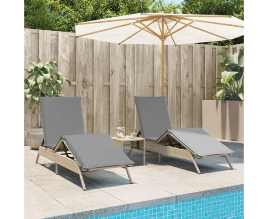 vidaXL vidaXL Leżaki z poduszkami, 2 szt., beżowe, polirattan Шезлонги и пляжные стулья