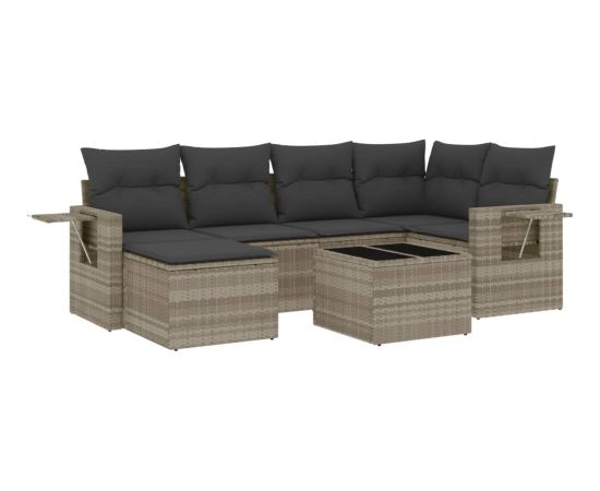 vidaXL vidaXL 7-cz. zestaw wypoczynkowy do ogrodu, z poduszkami, jasnoszary Dārza mēbeļu komplekti