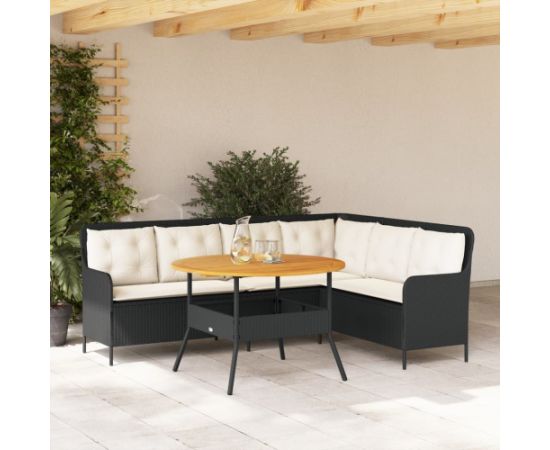 vidaXL vidaXL 2-cz. zestaw wypoczynkowy do ogrodu, poduszki, czarny rattan PE Dārza mēbeļu komplekti