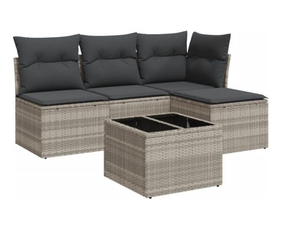 vidaXL vidaXL 5-cz. zestaw mebli do ogrodu, poduszki, jasnoszary rattan PE Dārza mēbeļu komplekti