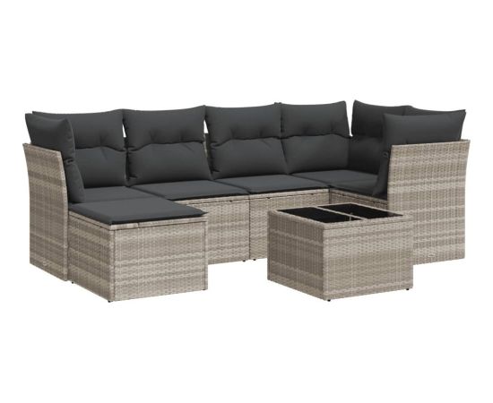 vidaXL vidaXL 7-cz. zestaw wypoczynkowy do ogrodu, z poduszkami, jasnoszary Dārza mēbeļu komplekti