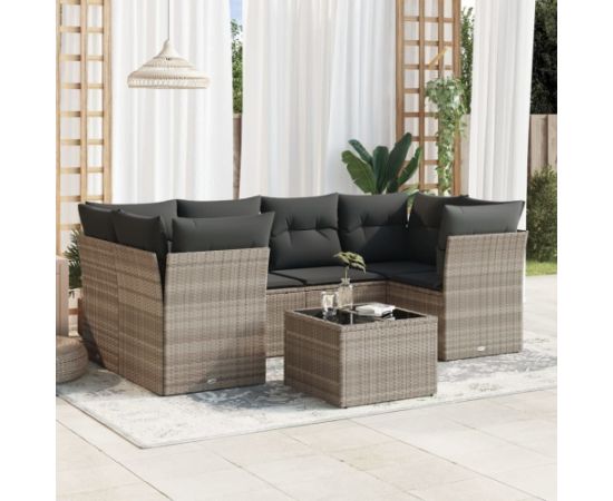 vidaXL vidaXL 7-cz. zestaw wypoczynkowy do ogrodu, z poduszkami, jasnoszary Dārza mēbeļu komplekti