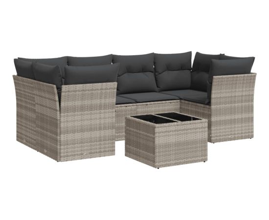 vidaXL vidaXL 7-cz. zestaw wypoczynkowy do ogrodu, z poduszkami, jasnoszary Dārza mēbeļu komplekti