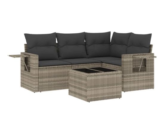 vidaXL vidaXL 5-cz. zestaw mebli do ogrodu, poduszki, jasnoszary rattan PE Dārza mēbeļu komplekti
