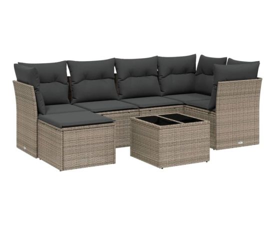 vidaXL vidaXL 7-cz. zestaw wypoczynkowy do ogrodu, z poduszkami, jasnoszary Dārza mēbeļu komplekti