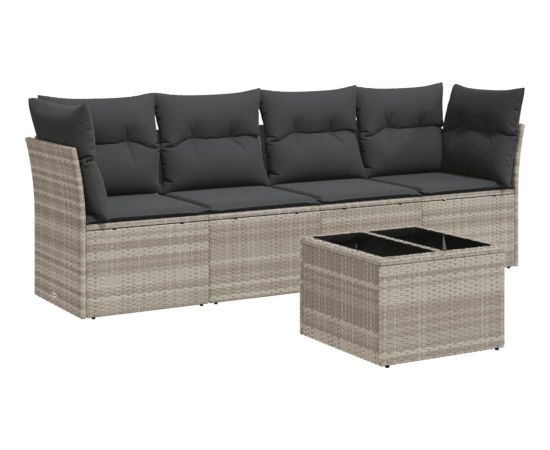 vidaXL vidaXL 5-cz. zestaw mebli do ogrodu, poduszki, jasnoszary rattan PE Dārza mēbeļu komplekti