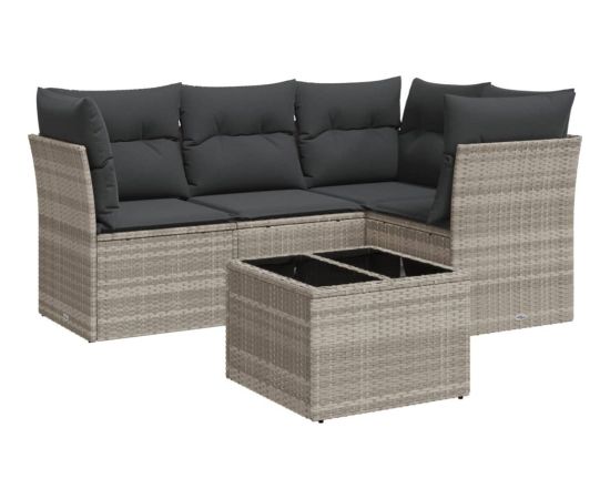 vidaXL vidaXL 5-cz. zestaw mebli do ogrodu, poduszki, jasnoszary rattan PE Dārza mēbeļu komplekti