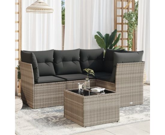 vidaXL vidaXL 5-cz. zestaw mebli do ogrodu, poduszki, jasnoszary rattan PE Dārza mēbeļu komplekti