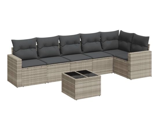 vidaXL vidaXL 7-cz. zestaw wypoczynkowy do ogrodu, z poduszkami, jasnoszary Dārza mēbeļu komplekti