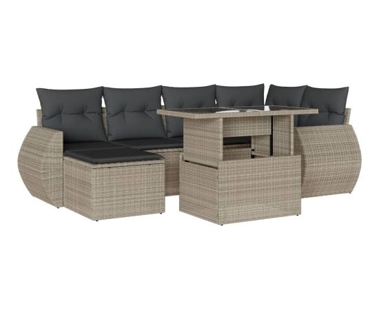 vidaXL vidaXL 7-cz. zestaw wypoczynkowy do ogrodu, z poduszkami, jasnoszary Dārza mēbeļu komplekti