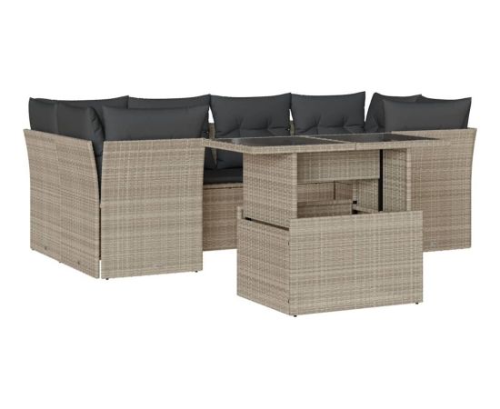 vidaXL vidaXL 7-cz. zestaw wypoczynkowy do ogrodu, z poduszkami, jasnoszary Dārza mēbeļu komplekti