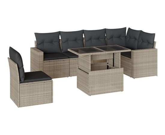 vidaXL vidaXL 7-cz. zestaw wypoczynkowy do ogrodu, z poduszkami, jasnoszary Dārza mēbeļu komplekti