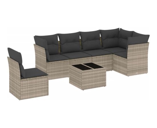 vidaXL vidaXL 7-cz. zestaw wypoczynkowy do ogrodu, z poduszkami, jasnoszary Dārza mēbeļu komplekti