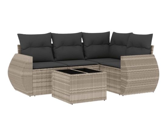 vidaXL vidaXL 5-cz. zestaw mebli do ogrodu, poduszki, jasnoszary rattan PE Dārza mēbeļu komplekti